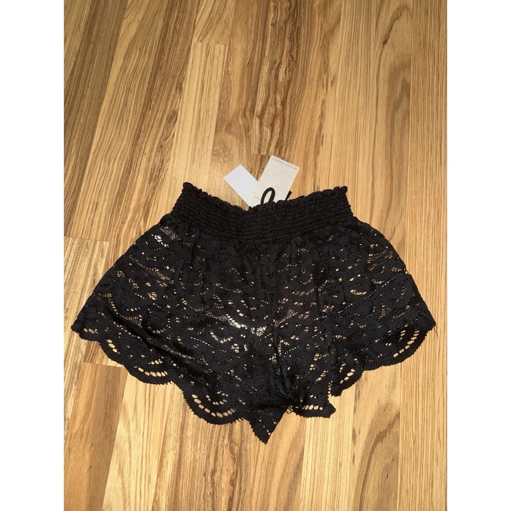 Miken NEW Women's Small Lace Swim Shorts Cover Up Small Grey‎ Swimwear Beach